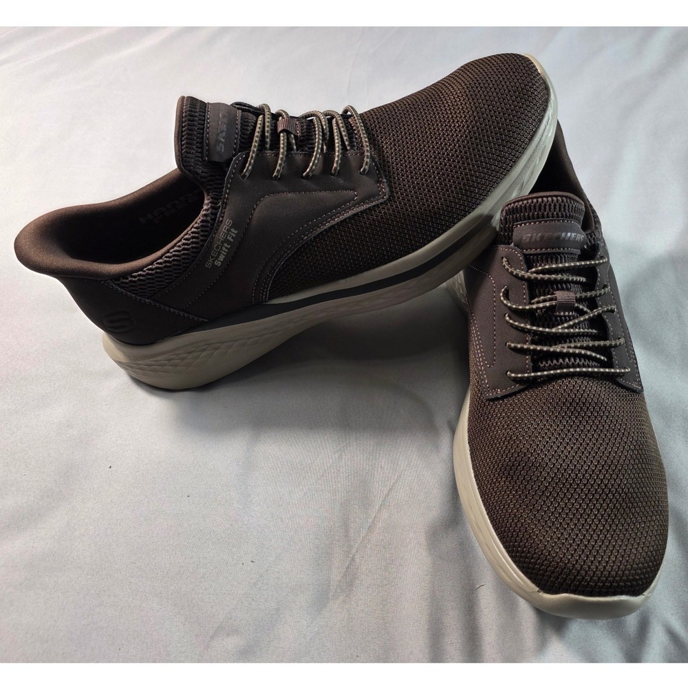 Skechers Swift Fit Hands Free Slip-ins Mens 10 Brown Sneakers NEW